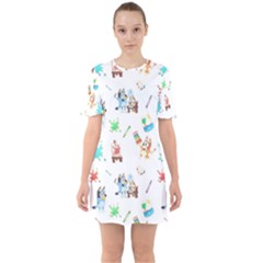 Sixties Short Sleeve Mini Dress 