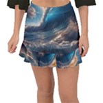 Ocean Sea Waves Fishtail Mini Chiffon Skirt