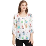 Bluey, Bluey merch, Bluey pattern, Bluey Bluey, bingo, Bluey design, bluey dog Chiffon Quarter Sleeve Blouse Bluey, Bluey merch, Bluey pattern, Bluey Bluey, bingo, Bluey design, bluey dog Chiffon Quarter Sleeve Blouse