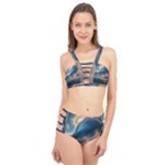 Ocean Sea Waves Cage Up Bikini Set