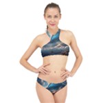 Ocean Sea Waves High Neck Bikini Set