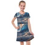 Ocean Sea Waves Kids  Cross Web Dress