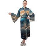 Ocean Sea Waves Maxi Velvet Kimono