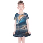 Ocean Sea Waves Kids  Simple Cotton Dress