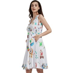 Sleeveless V-Neck Skater Dress with Pockets 