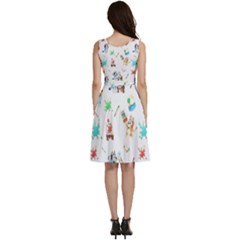 Sleeveless V-Neck Skater Dress with Pockets 
