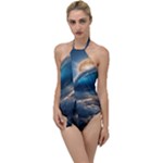 Ocean Sea Waves Go with the Flow One Piece Swimsuit