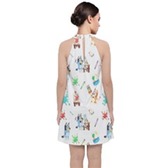 Velvet Halter Neckline Dress  