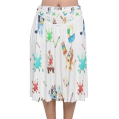 Velvet Flared Midi Skirt 