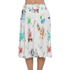 Velvet Flared Midi Skirt 