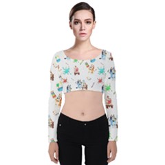 Velvet Long Sleeve Crop Top 
