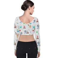 Velvet Long Sleeve Crop Top 