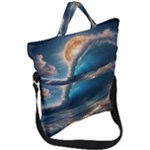 Ocean Sea Waves Fold Over Handle Tote Bag