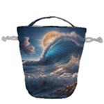 Ocean Sea Waves Drawstring Bucket Bag