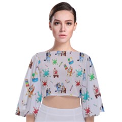 Tie Back Butterfly Sleeve Chiffon Top 