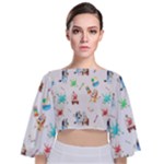 Bluey, Bluey merch, Bluey pattern, Bluey Bluey, bingo, Bluey design, bluey dog Tie Back Butterfly Sleeve Chiffon Top Bluey, Bluey merch, Bluey pattern, Bluey Bluey, bingo, Bluey design, bluey dog Tie Back Butterfly Sleeve Chiffon Top