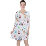 Bluey, Bluey merch, Bluey pattern, Bluey Bluey, bingo, Bluey design, bluey dog Quarter Sleeve Ruffle Waist Dress Bluey, Bluey merch, Bluey pattern, Bluey Bluey, bingo, Bluey design, bluey dog Quarter Sleeve Ruffle Waist Dress