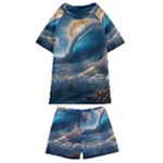 Ocean Sea Waves Kids  Swim T-Shirt and Shorts Set