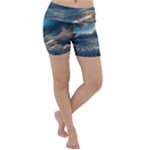 Ocean Sea Waves Lightweight Velour Yoga Shorts