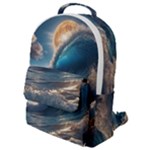 Ocean Sea Waves Flap Pocket Backpack (Small)