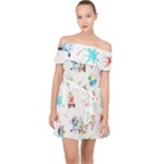 Bluey, Bluey merch, Bluey pattern, Bluey Bluey, bingo, Bluey design, bluey dog Off Shoulder Chiffon Dress Bluey, Bluey merch, Bluey pattern, Bluey Bluey, bingo, Bluey design, bluey dog Off Shoulder Chiffon Dress