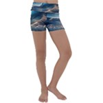 Ocean Sea Waves Kids  Lightweight Velour Yoga Shorts