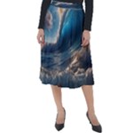 Ocean Sea Waves Classic Velour Midi Skirt 