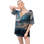 Ocean Sea Waves Oversized Chiffon Top