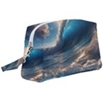 Ocean Sea Waves Wristlet Pouch Bag (Large)