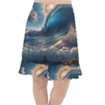 Ocean Sea Waves Fishtail Chiffon Skirt