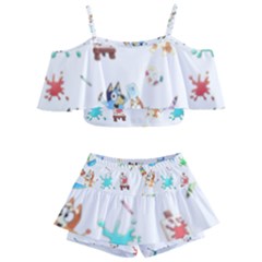 Kids  Off Shoulder Skirt Bikini 