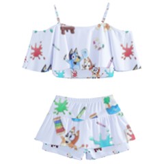 Kids  Off Shoulder Skirt Bikini 