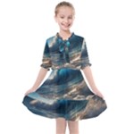 Ocean Sea Waves Kids  All Frills Chiffon Dress