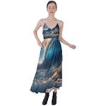 Ocean Sea Waves Tie Back Maxi Dress