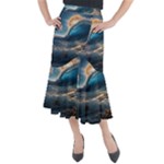 Ocean Sea Waves Midi Mermaid Skirt