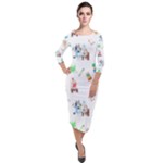 Bluey, Bluey merch, Bluey pattern, Bluey Bluey, bingo, Bluey design, bluey dog Quarter Sleeve Midi Velour Bodycon Dress Bluey, Bluey merch, Bluey pattern, Bluey Bluey, bingo, Bluey design, bluey dog Quarter Sleeve Midi Velour Bodycon Dress
