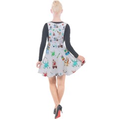 Plunge Pinafore Velour Dress 