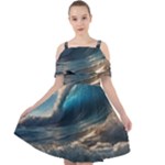 Ocean Sea Waves Cut Out Shoulders Dress