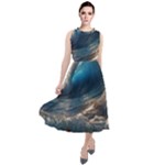 Ocean Sea Waves Round Neck Boho Dress
