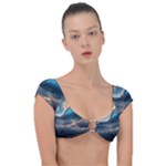Ocean Sea Waves Cap Sleeve Ring Bikini Top