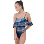 Ocean Sea Waves Drape Piece Swimsuit