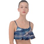 Ocean Sea Waves Frill Bikini Top