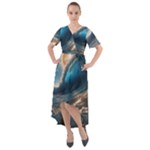 Ocean Sea Waves Front Wrap High Low Dress