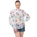 Bluey, Bluey merch, Bluey pattern, Bluey Bluey, bingo, Bluey design, bluey dog High Neck Long Sleeve Chiffon Top Bluey, Bluey merch, Bluey pattern, Bluey Bluey, bingo, Bluey design, bluey dog High Neck Long Sleeve Chiffon Top