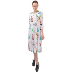 Ruffle End Midi Chiffon Dress 