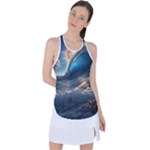 Ocean Sea Waves Racer Back Mesh Tank Top