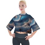Ocean Sea Waves Mock Neck T-Shirt