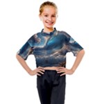 Ocean Sea Waves Kids Mock Neck T-Shirt