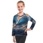 Ocean Sea Waves Kids  Long Mesh T-Shirt