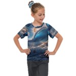 Ocean Sea Waves Kids  Mesh Piece T-Shirt